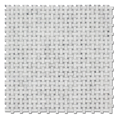 Milas White Marble Basket Weave with Gray Dot