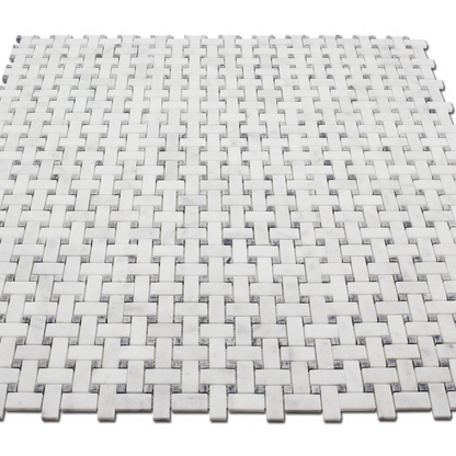 Milas White Marble Basket Weave with Gray Dot