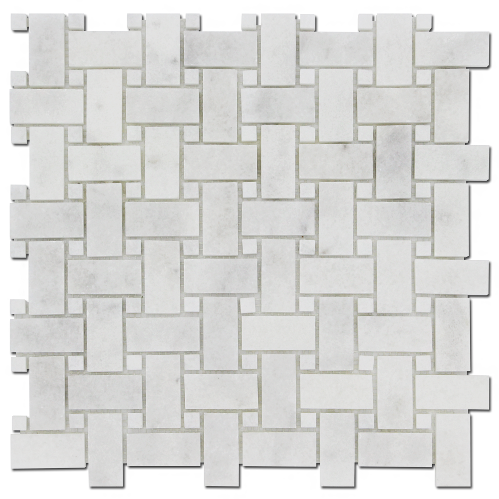 Milas White Marble Basket Weave with M.W. Dot