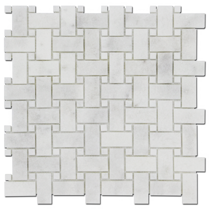 Milas White Marble Basket Weave with M.W. Dot