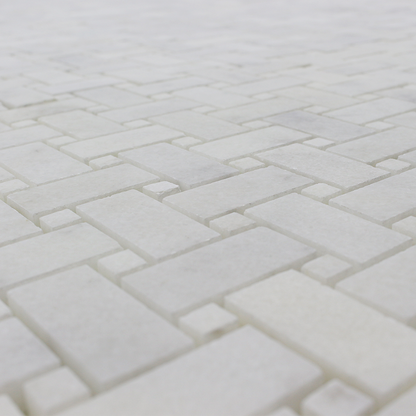 Milas White Marble Basket Weave with M.W. Dot
