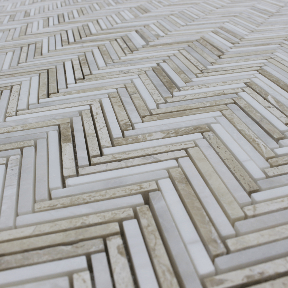 Capri Mosaic Bianco Venato Dolomite, Iceberg &amp; Karya Royal