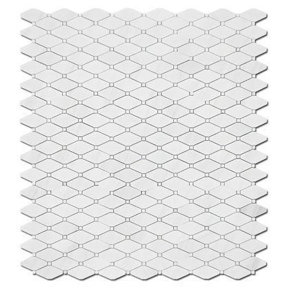 Clipped Diamond Mosaic Bianco Venato Dolomite with Bianco Venato Dot