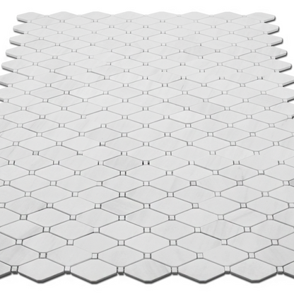 Clipped Diamond Mosaic Bianco Venato Dolomite with Bianco Venato Dot