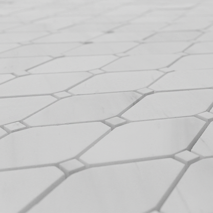 Clipped Diamond Mosaic Bianco Venato Dolomite with Bianco Venato Dot