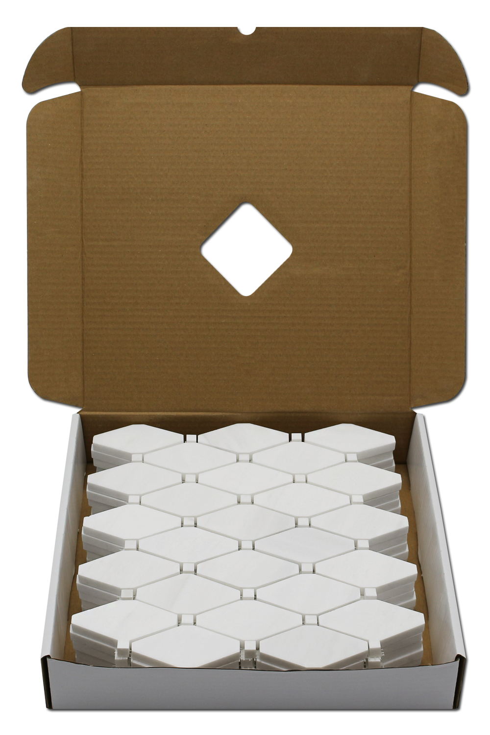 Clipped Diamond Mosaic Bianco Venato Dolomite with Bianco Venato Dot