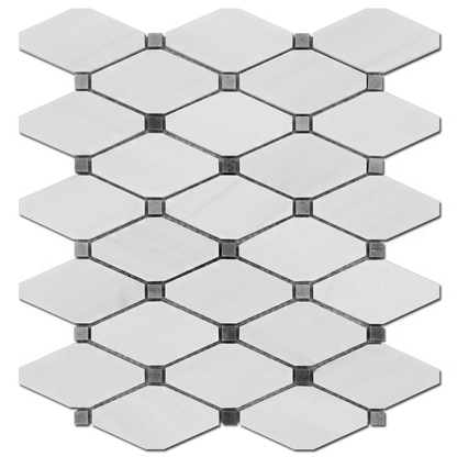 Bianco Venato Dolomite Clipped Diamond Mosaic