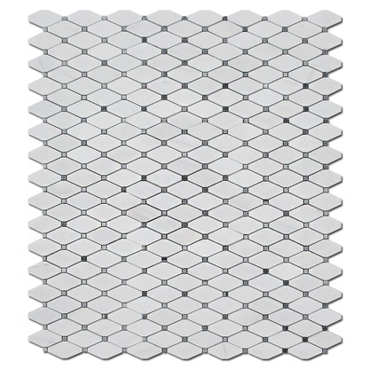 Clipped Diamond Mosaic Clipped Diamond Mosaic Bianco Venato Dolomite with Gray Dot