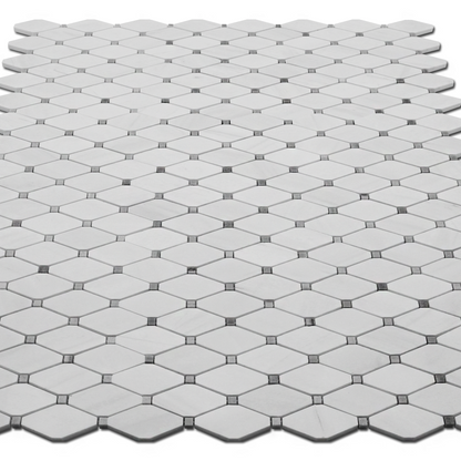 Clipped Diamond Mosaic Clipped Diamond Mosaic Bianco Venato Dolomite with Gray Dot