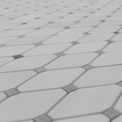 Clipped Diamond Mosaic Clipped Diamond Mosaic Bianco Venato Dolomite with Gray Dot