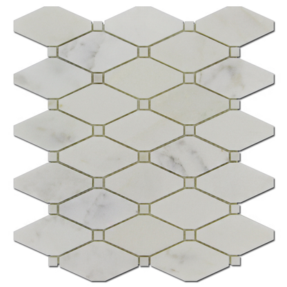 Clipped Diamond Mosaic Calacatta Oliva with Calacatta Oliva Dot