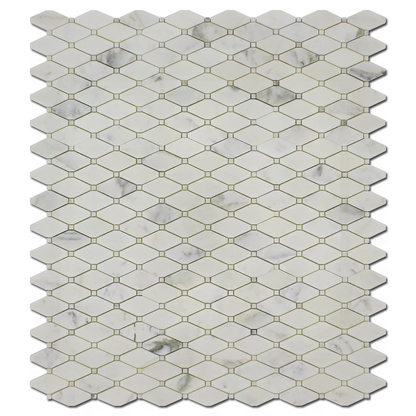 Clipped Diamond Mosaic Calacatta Oliva with Calacatta Oliva Dot