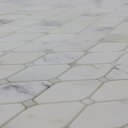 Clipped Diamond Mosaic Calacatta Oliva with Calacatta Oliva Dot