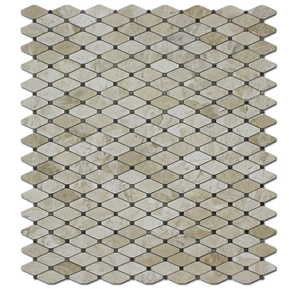 Clipped Diamond Mosaic Karya Royal with Emperador Dot