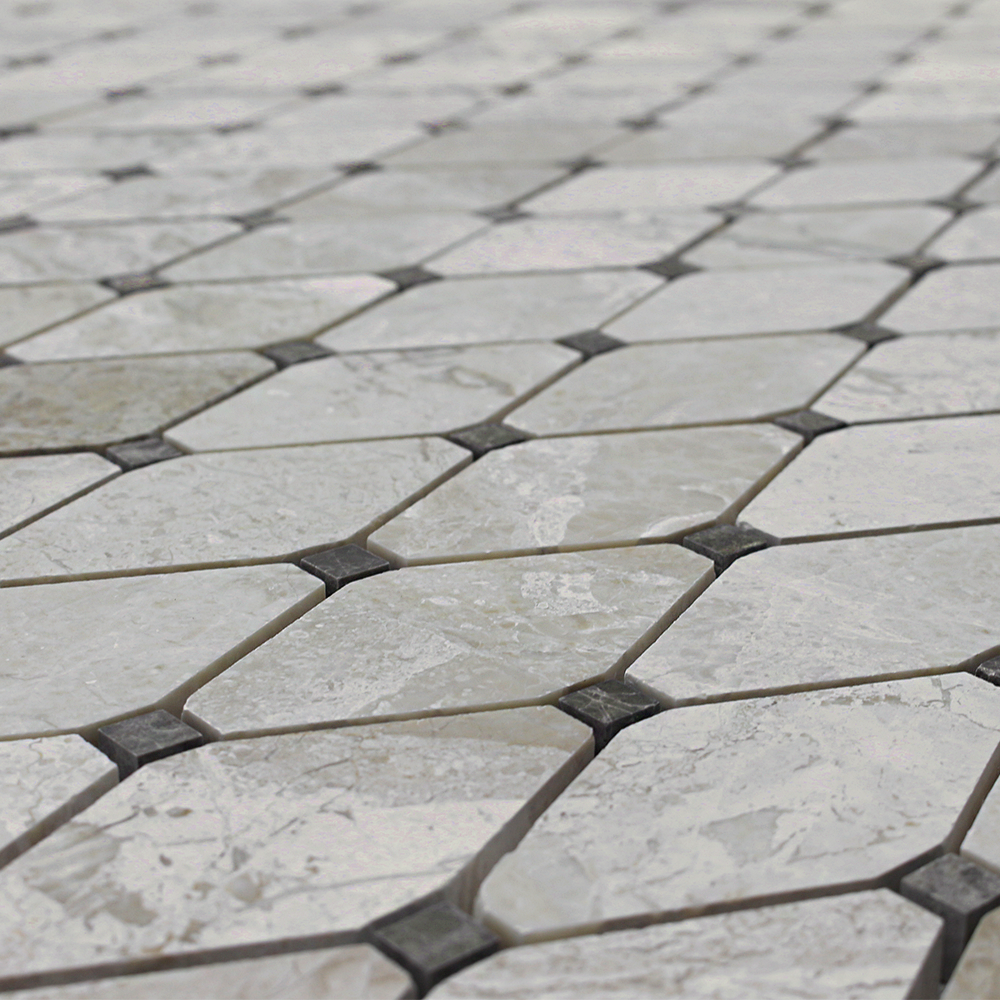 Clipped Diamond Mosaic Karya Royal with Emperador Dot