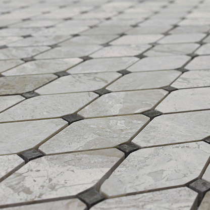 Clipped Diamond Mosaic Karya Royal with Emperador Dot
