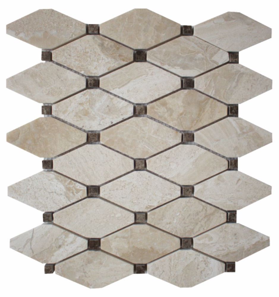 Clipped Diamond Mosaic Karya Royal with Emperador Dot