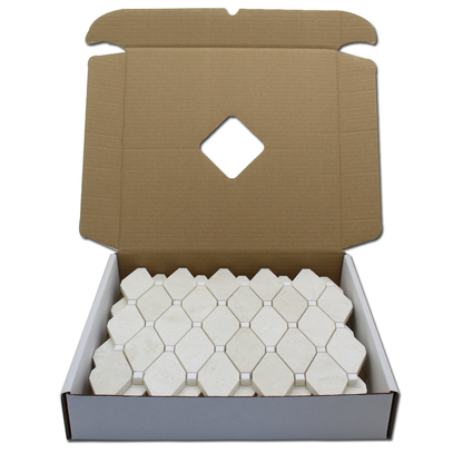 Clipped Diamond Mosaic Perla with Bianco Venato Dolomite Dot