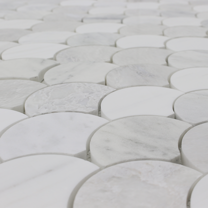 Fish Scale Mosaic Bianco Venato Dolomite, Iceberg &amp; Imperial White