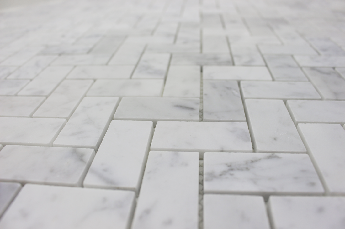 Carrara Herringbone Honed Mosaic