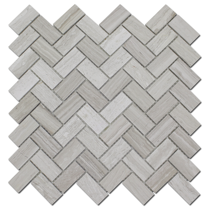 Wooden White 1&quot; x 2&quot; Herringbone