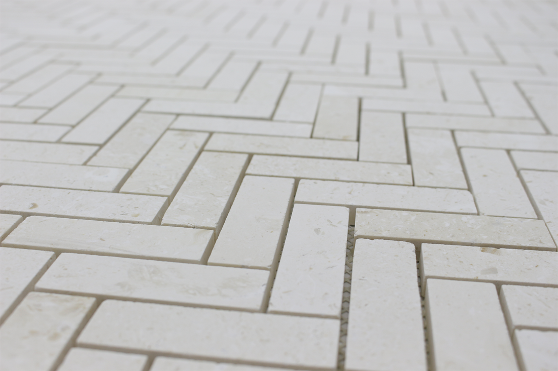 Matrix Mosoaic Corinthian Fossil Herringbone honed