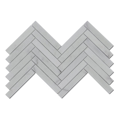 Milas White Marble 1&quot; x 6&quot; Herringbone
