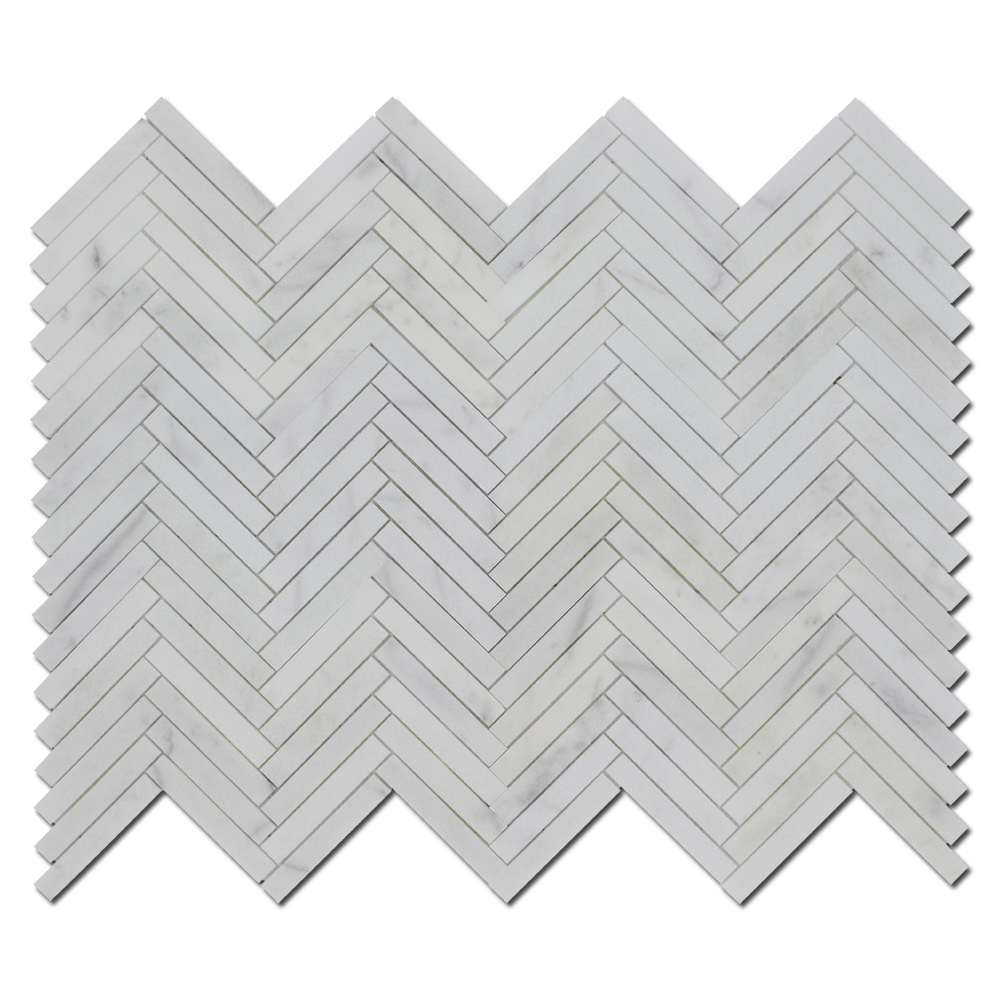 Milas White Marble 1&quot; x 6&quot; Herringbone