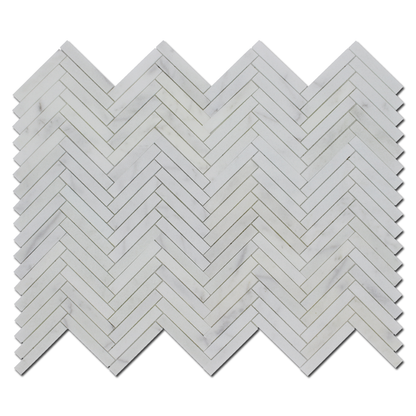 Milas White Marble 1&quot; x 6&quot; Herringbone