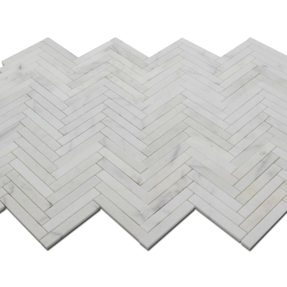 Milas White Marble 1&quot; x 6&quot; Herringbone