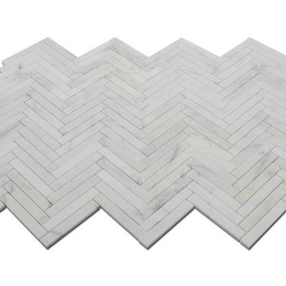 Milas White Marble 1&quot; x 6&quot; Herringbone