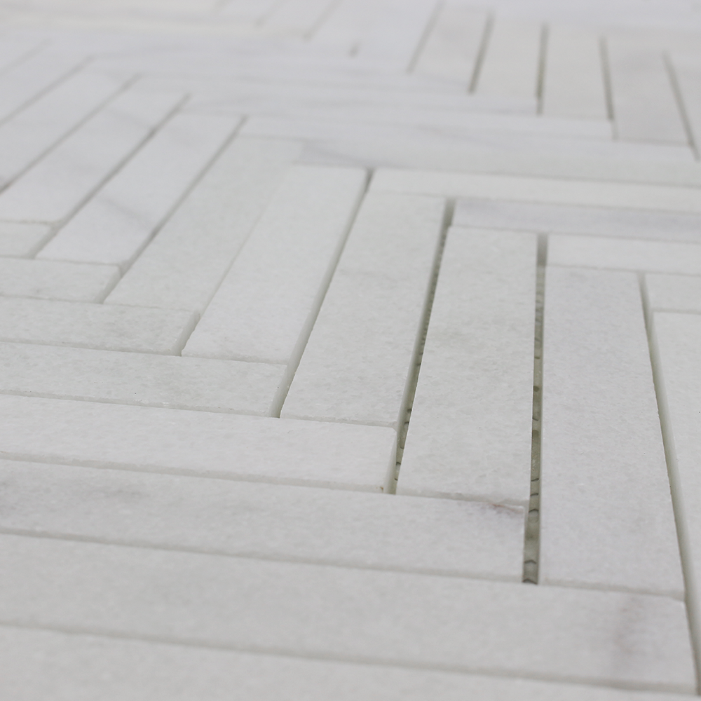 Milas White Marble 1&quot; x 6&quot; Herringbone