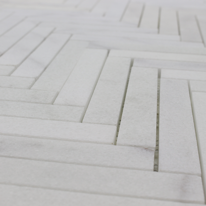 Milas White Marble 1&quot; x 6&quot; Herringbone