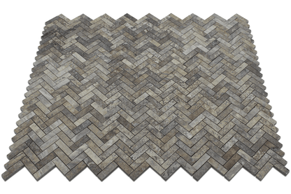 Silver Travertine 1&quot; x 3&quot; Herringbone