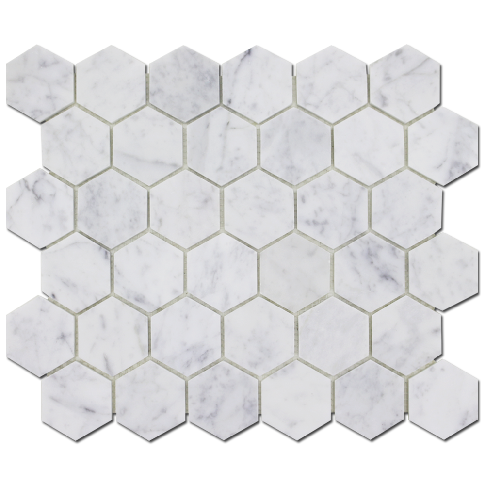 Carrara 2″ Honeycomb Polished Mosaic