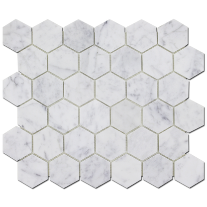 Carrara 2″ Honeycomb Polished Mosaic