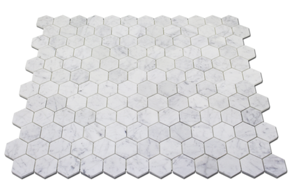 Carrara 2″ Honeycomb Polished Mosaic