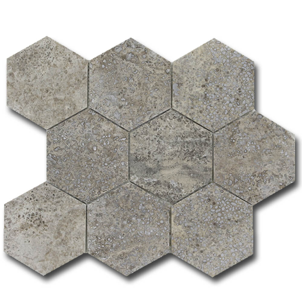 Silver Travertine 4&quot; Honeycomb