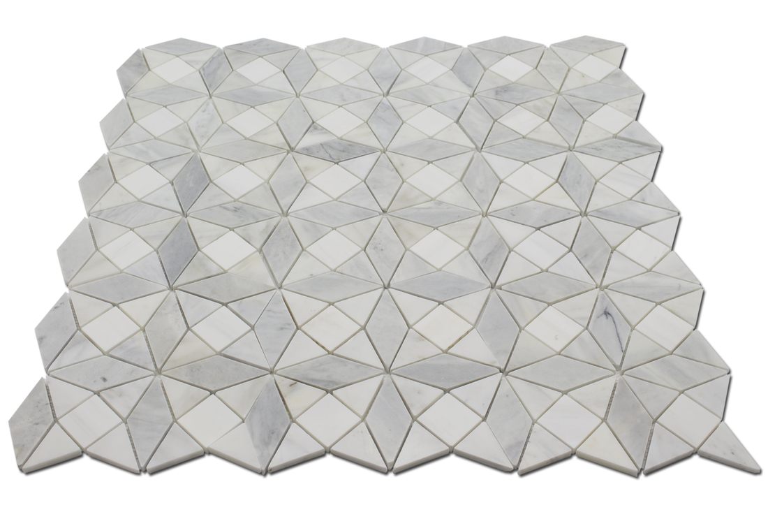 Kaleidoscope Mosaic Bianco Venato Dolomite, Imperial White & Gray