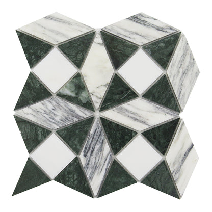 Kaleidoscope Mosaic Oasis, Verde &amp; Bianco Venato Dolomite