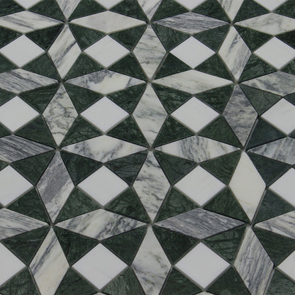 Kaleidoscope Mosaic Oasis, Verde &amp; Bianco Venato Dolomite