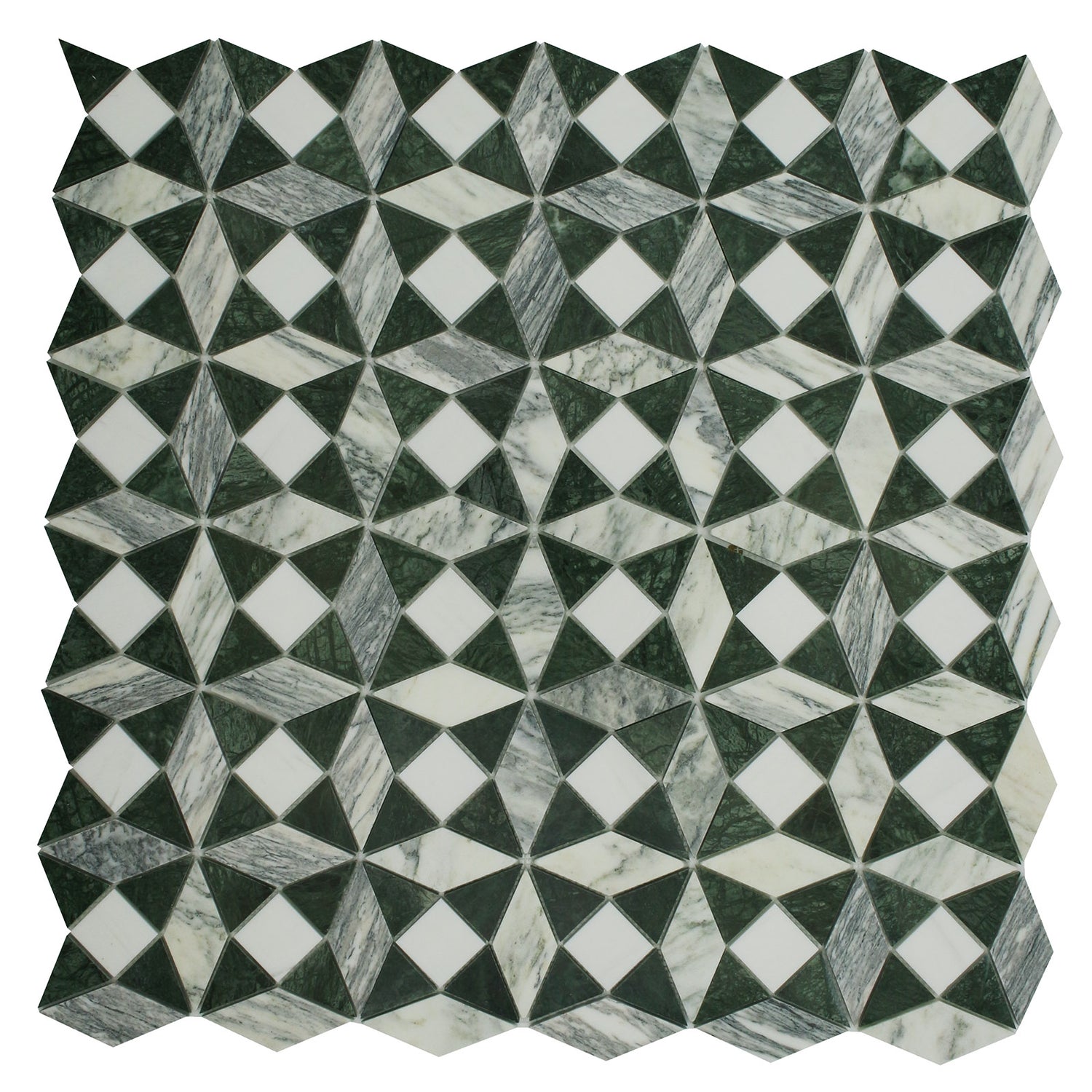 Kaleidoscope Mosaic Oasis, Verde &amp; Bianco Venato Dolomite