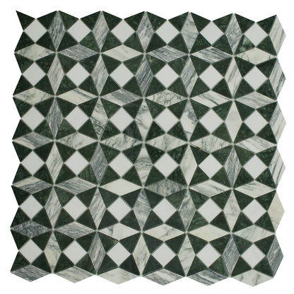 Kaleidoscope Mosaic Oasis, Verde &amp; Bianco Venato Dolomite