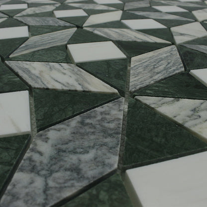 Kaleidoscope Mosaic Oasis, Verde &amp; Bianco Venato Dolomite