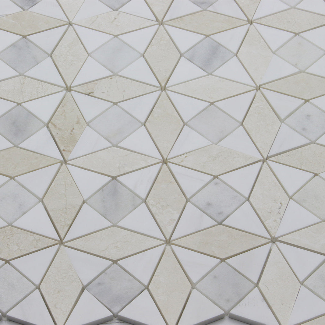Kaleidoscope Mosaic Perla, Bianco Venato Dolomite &amp; Milas White