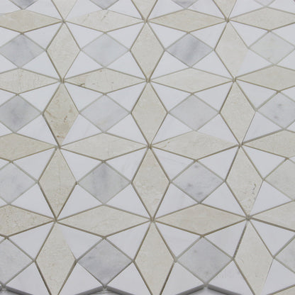 Kaleidoscope Mosaic Perla, Bianco Venato Dolomite &amp; Milas White