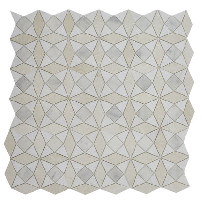 Kaleidoscope Mosaic Perla, Bianco Venato Dolomite &amp; Milas White