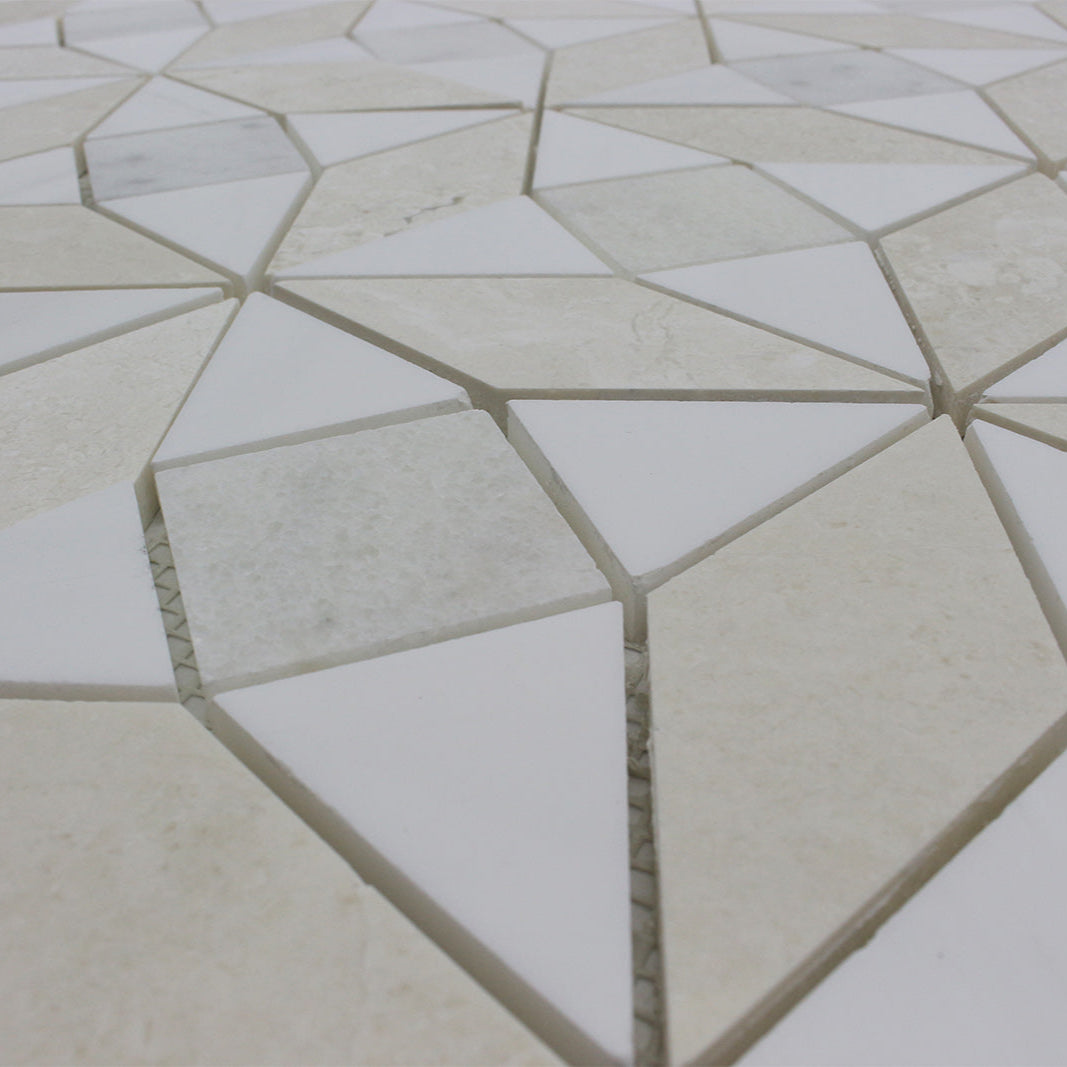 Kaleidoscope Mosaic Perla, Bianco Venato Dolomite &amp; Milas White