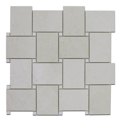 Perla Marble Large Basket Weave with Bianco Venato Dolomite Dot