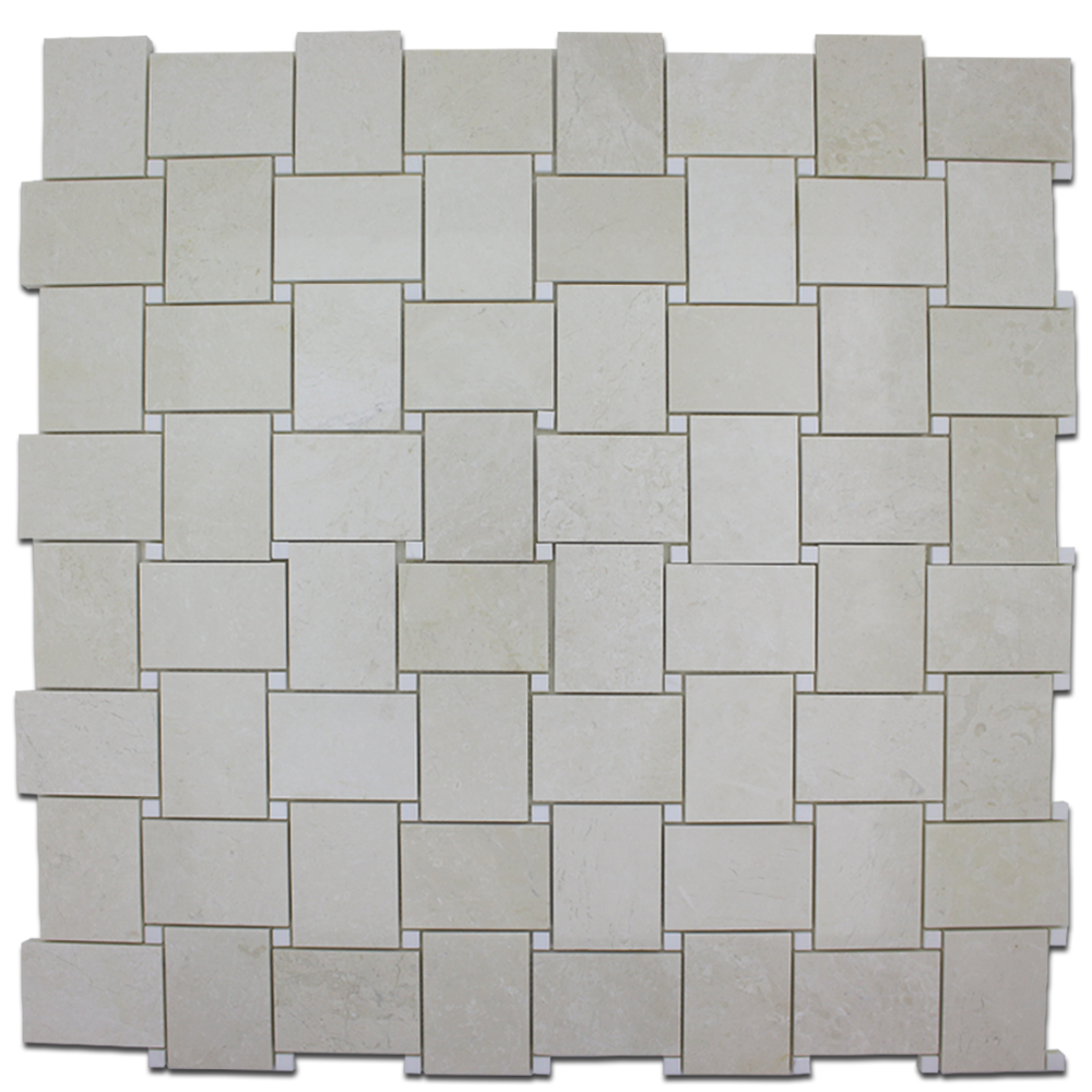 Perla Marble Large Basket Weave with Bianco Venato Dolomite Dot